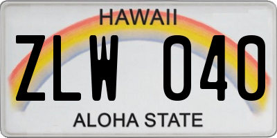 HI license plate ZLW040