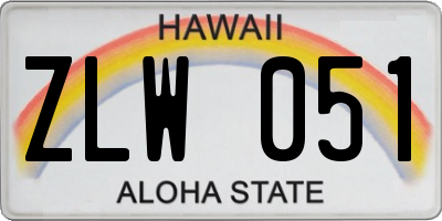 HI license plate ZLW051