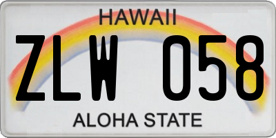 HI license plate ZLW058