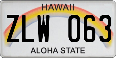 HI license plate ZLW063