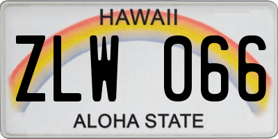 HI license plate ZLW066