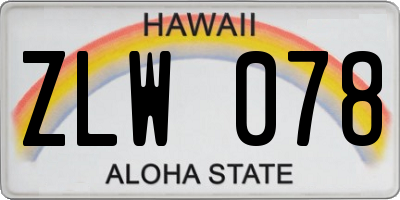 HI license plate ZLW078