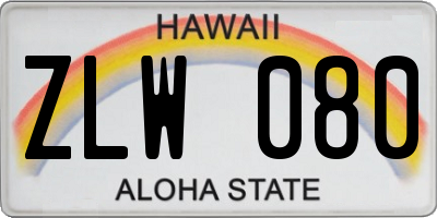 HI license plate ZLW080
