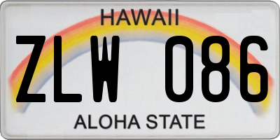 HI license plate ZLW086