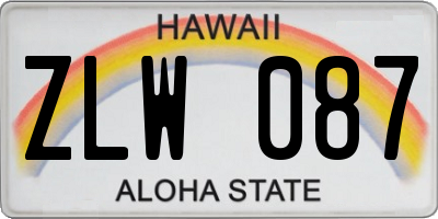 HI license plate ZLW087