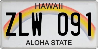 HI license plate ZLW091