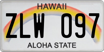 HI license plate ZLW097