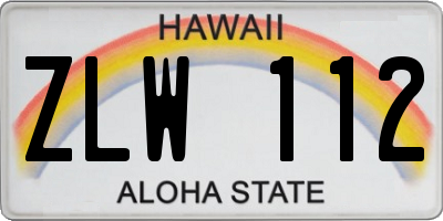 HI license plate ZLW112