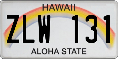 HI license plate ZLW131
