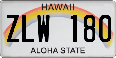 HI license plate ZLW180