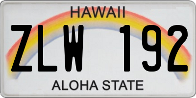 HI license plate ZLW192