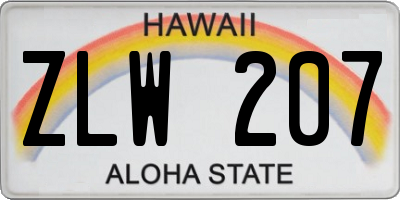 HI license plate ZLW207