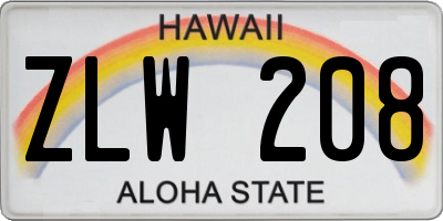 HI license plate ZLW208