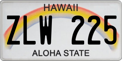 HI license plate ZLW225