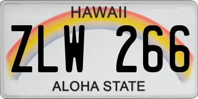HI license plate ZLW266