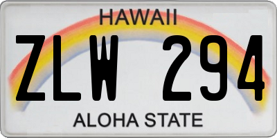 HI license plate ZLW294
