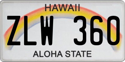 HI license plate ZLW360