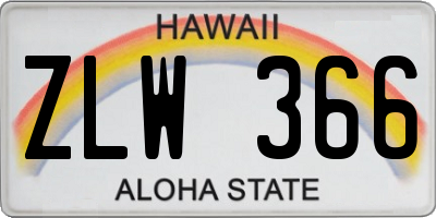 HI license plate ZLW366