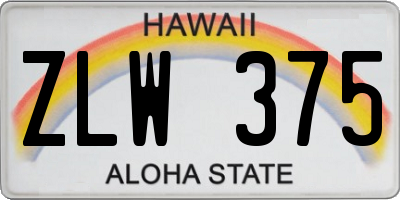 HI license plate ZLW375