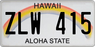 HI license plate ZLW415