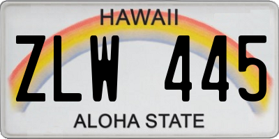 HI license plate ZLW445