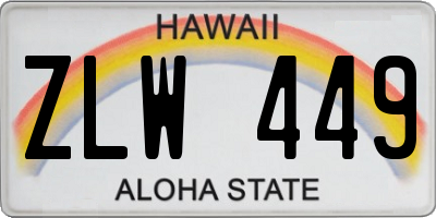 HI license plate ZLW449