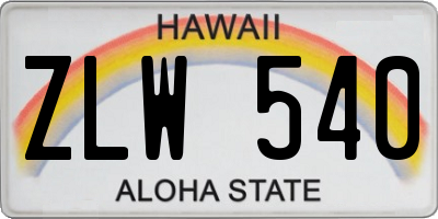 HI license plate ZLW540