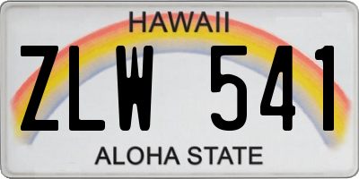 HI license plate ZLW541