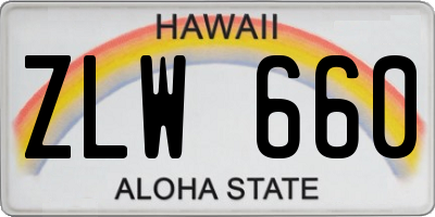 HI license plate ZLW660