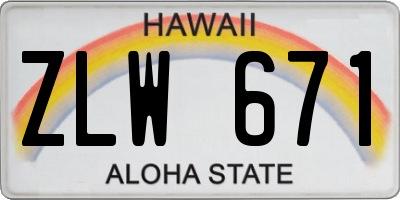 HI license plate ZLW671