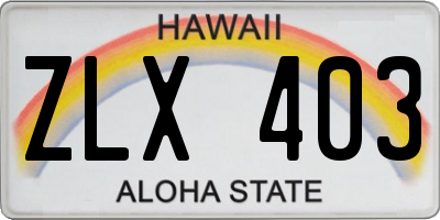 HI license plate ZLX403