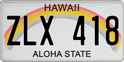 HI license plate ZLX418