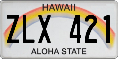 HI license plate ZLX421
