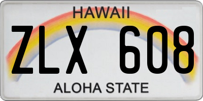 HI license plate ZLX608