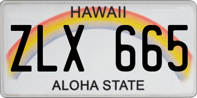 HI license plate ZLX665