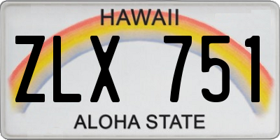 HI license plate ZLX751