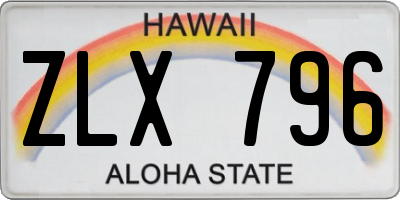 HI license plate ZLX796