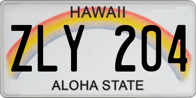 HI license plate ZLY204