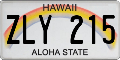 HI license plate ZLY215