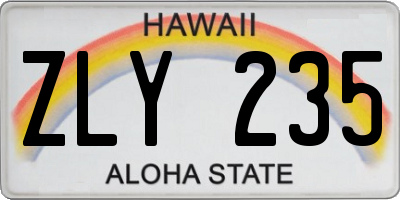 HI license plate ZLY235