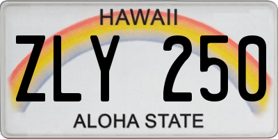HI license plate ZLY250