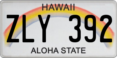 HI license plate ZLY392