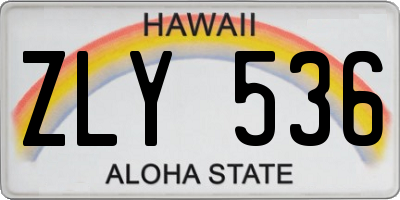 HI license plate ZLY536