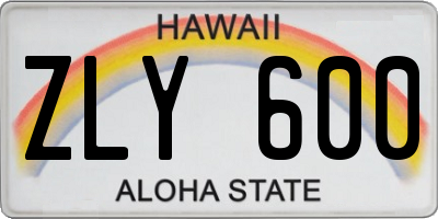 HI license plate ZLY600