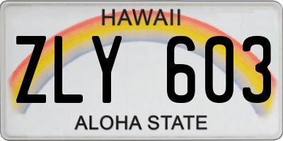 HI license plate ZLY603