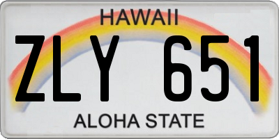 HI license plate ZLY651
