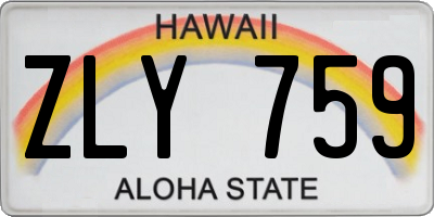 HI license plate ZLY759