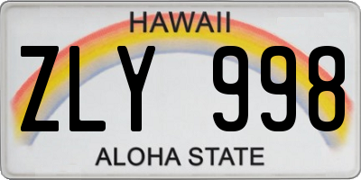 HI license plate ZLY998