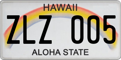 HI license plate ZLZ005