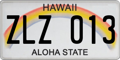 HI license plate ZLZ013